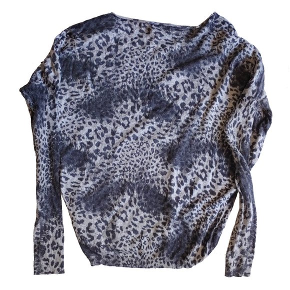 Buffalo David Bitton Grey Leopard Wool Cashmere Blend Sweater - Picture 4 of 5